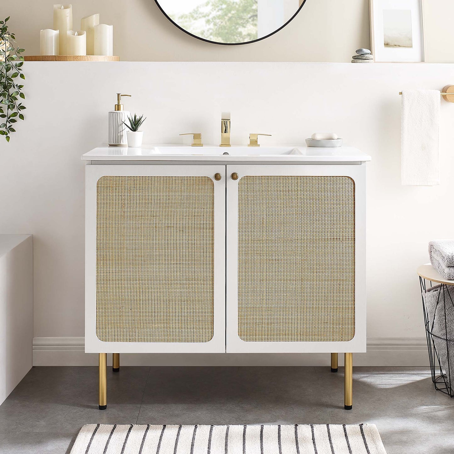 Modway furniture Chaucer Bathroom Vanity with White Basin Included - EEI-6693-BLK-WHI