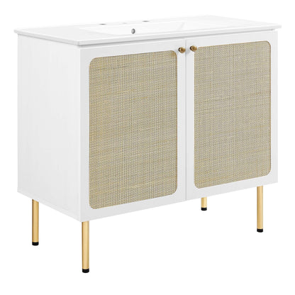 Modway furniture Chaucer Bathroom Vanity with White Basin Included - EEI-6693-BLK-WHI