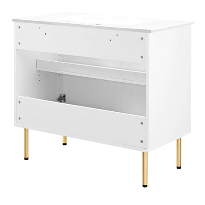 Modway furniture Chaucer Bathroom Vanity with White Basin Included - EEI-6693-BLK-WHI