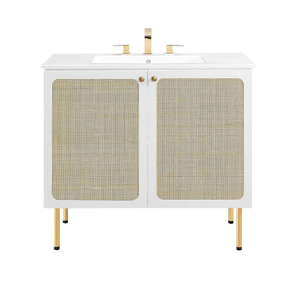 Modway furniture Chaucer Bathroom Vanity with White Basin Included - EEI-6693-BLK-WHI