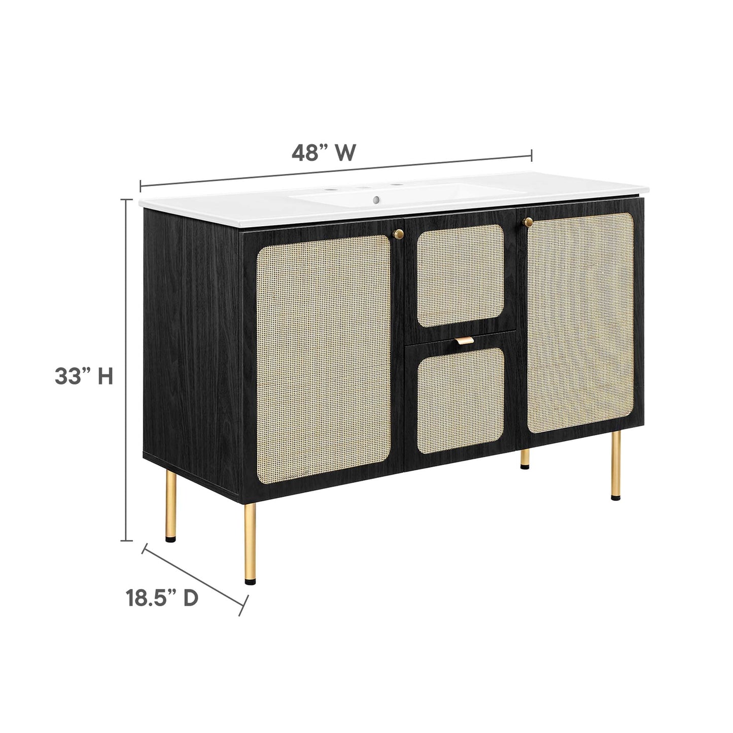 Modway furniture Chaucer 48" Bathroom Vanity with White Basin Included - EEI-6699-BLK-WHI