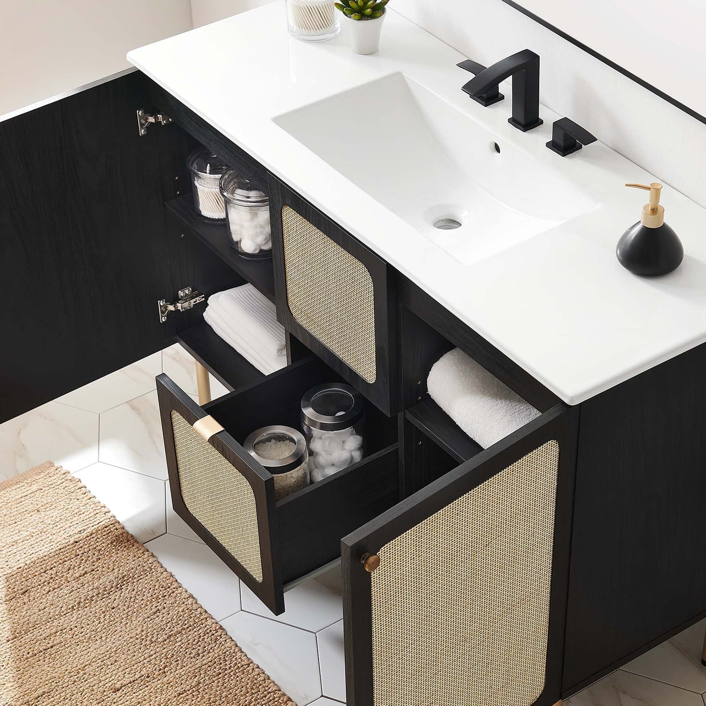 Modway furniture Chaucer 48" Bathroom Vanity with White Basin Included - EEI-6699-BLK-WHI