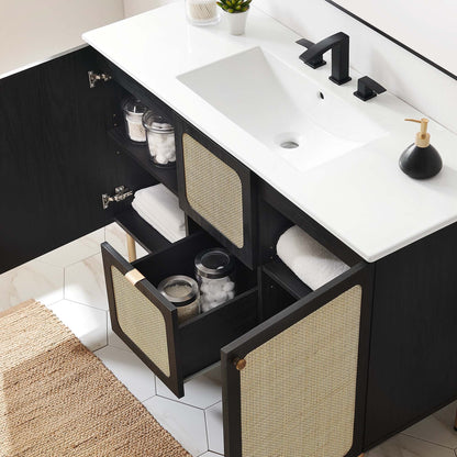 Modway furniture Chaucer 48" Bathroom Vanity with White Basin Included - EEI-6699-BLK-WHI