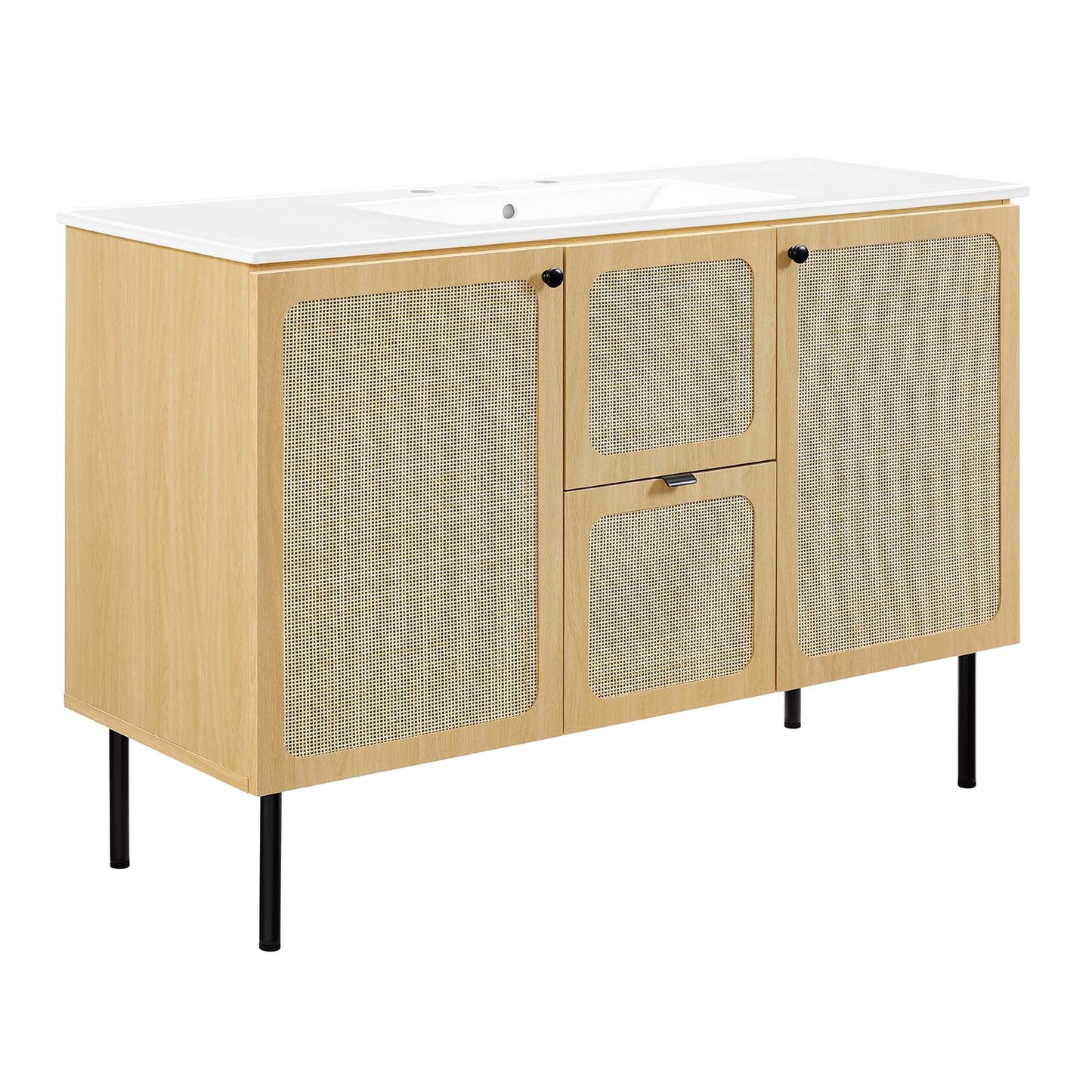 Modway furniture Chaucer 48" Bathroom Vanity with White Basin Included - EEI-6699-BLK-WHI
