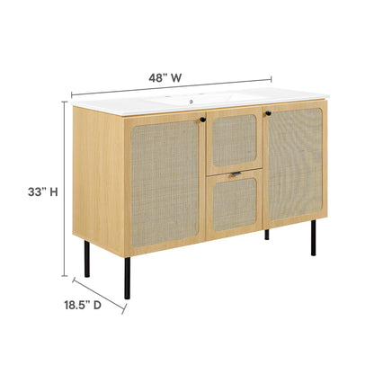 Modway furniture Chaucer 48" Bathroom Vanity with White Basin Included - EEI-6699-BLK-WHI