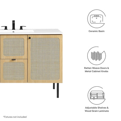 Modway furniture Chaucer 48" Bathroom Vanity with White Basin Included - EEI-6699-BLK-WHI