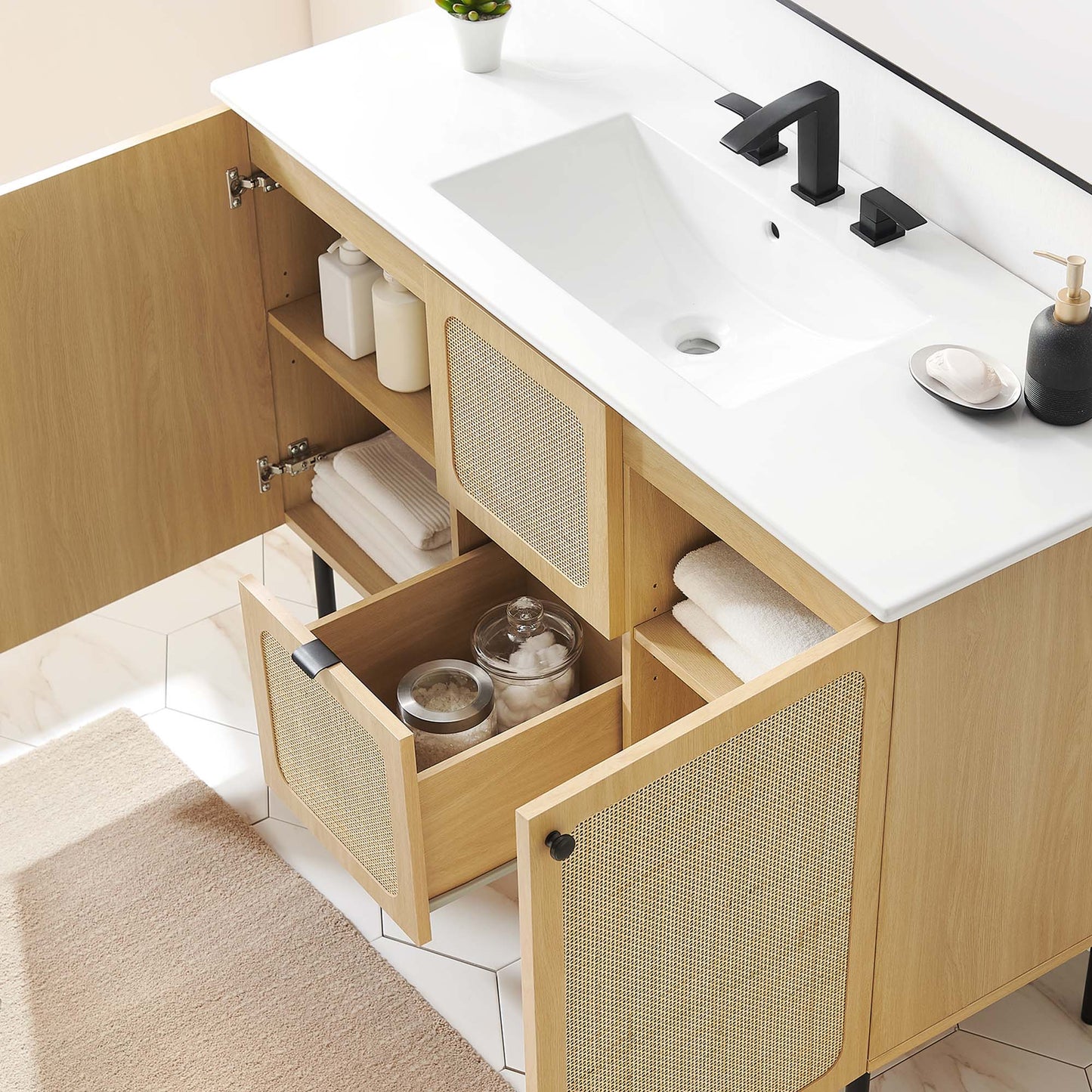 Modway furniture Chaucer 48" Bathroom Vanity with White Basin Included - EEI-6699-BLK-WHI