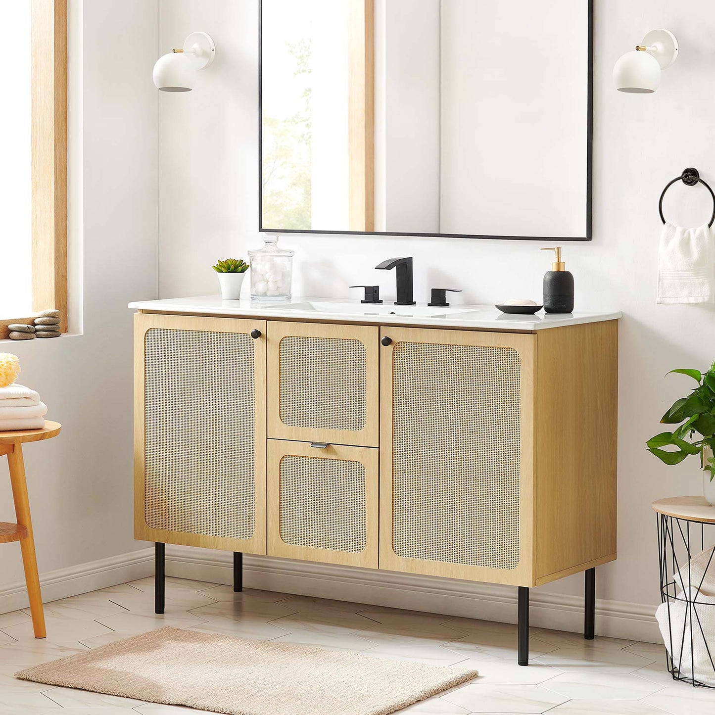Modway furniture Chaucer 48" Bathroom Vanity with White Basin Included - EEI-6699-BLK-WHI