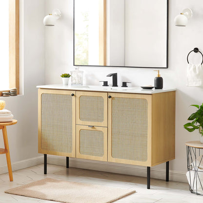 Modway furniture Chaucer 48" Bathroom Vanity with White Basin Included - EEI-6699-BLK-WHI