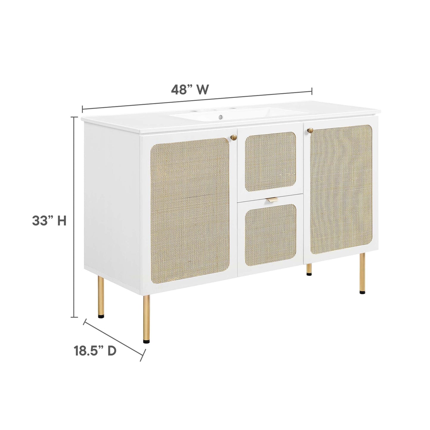 Modway furniture Chaucer 48" Bathroom Vanity with White Basin Included - EEI-6699-BLK-WHI