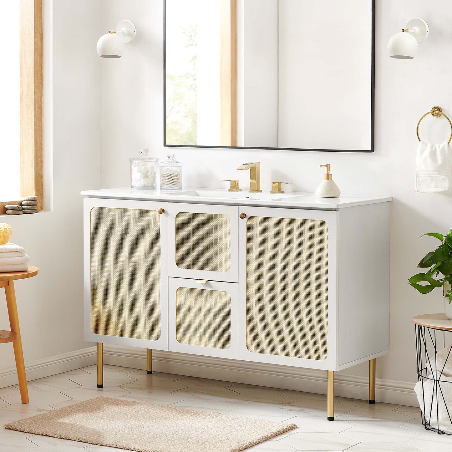 Modway furniture Chaucer 48" Bathroom Vanity with White Basin Included - EEI-6699-BLK-WHI