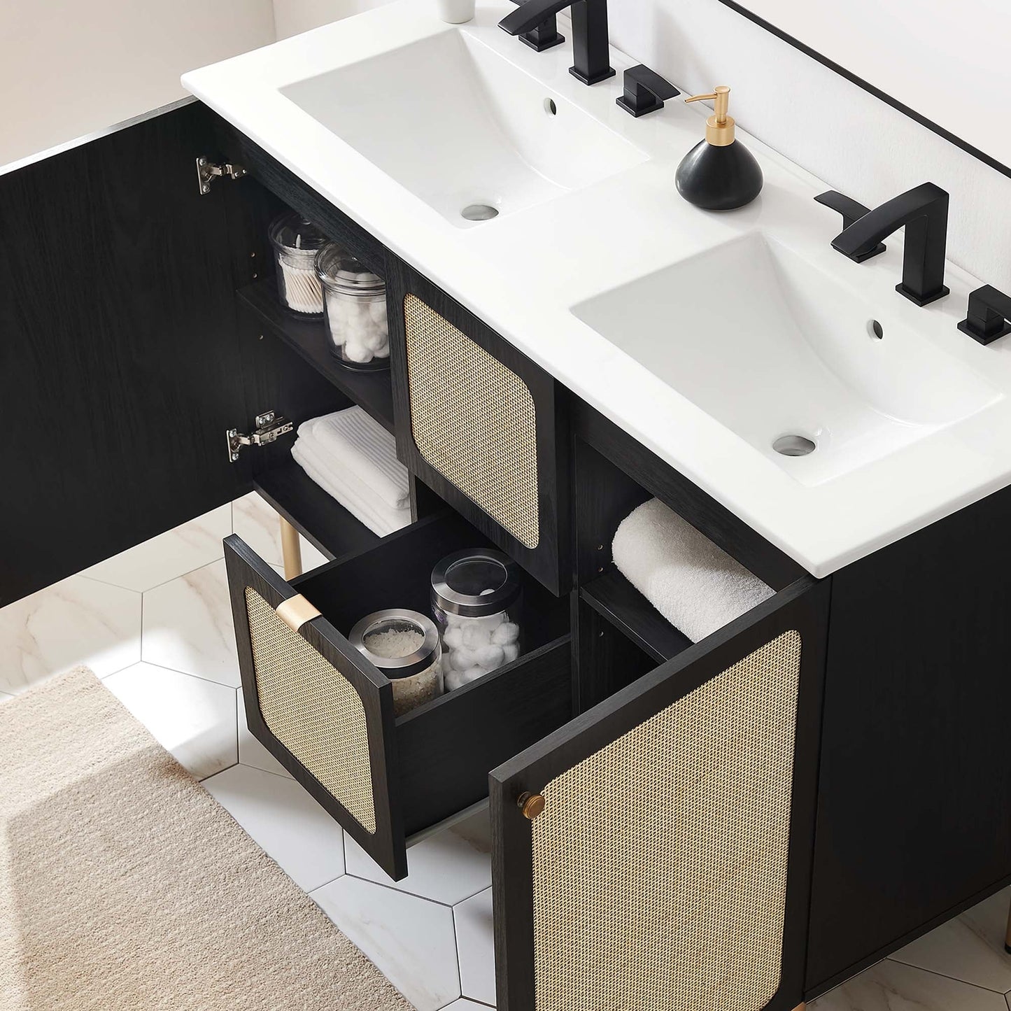 Modway furniture Chaucer 48" Bathroom Vanity with White Basin Included - EEI-6699-BLK-WHI