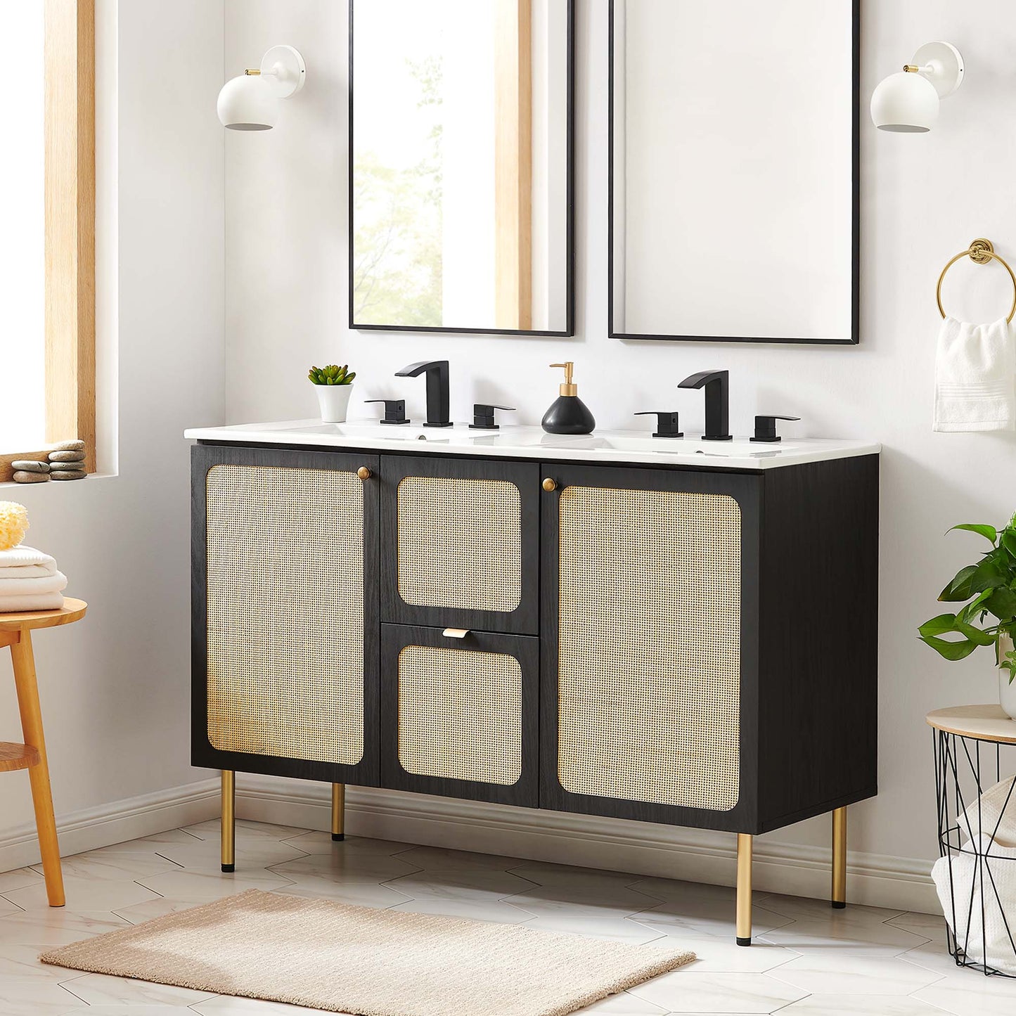 Modway furniture Chaucer 48" Bathroom Vanity with White Basin Included - EEI-6699-BLK-WHI