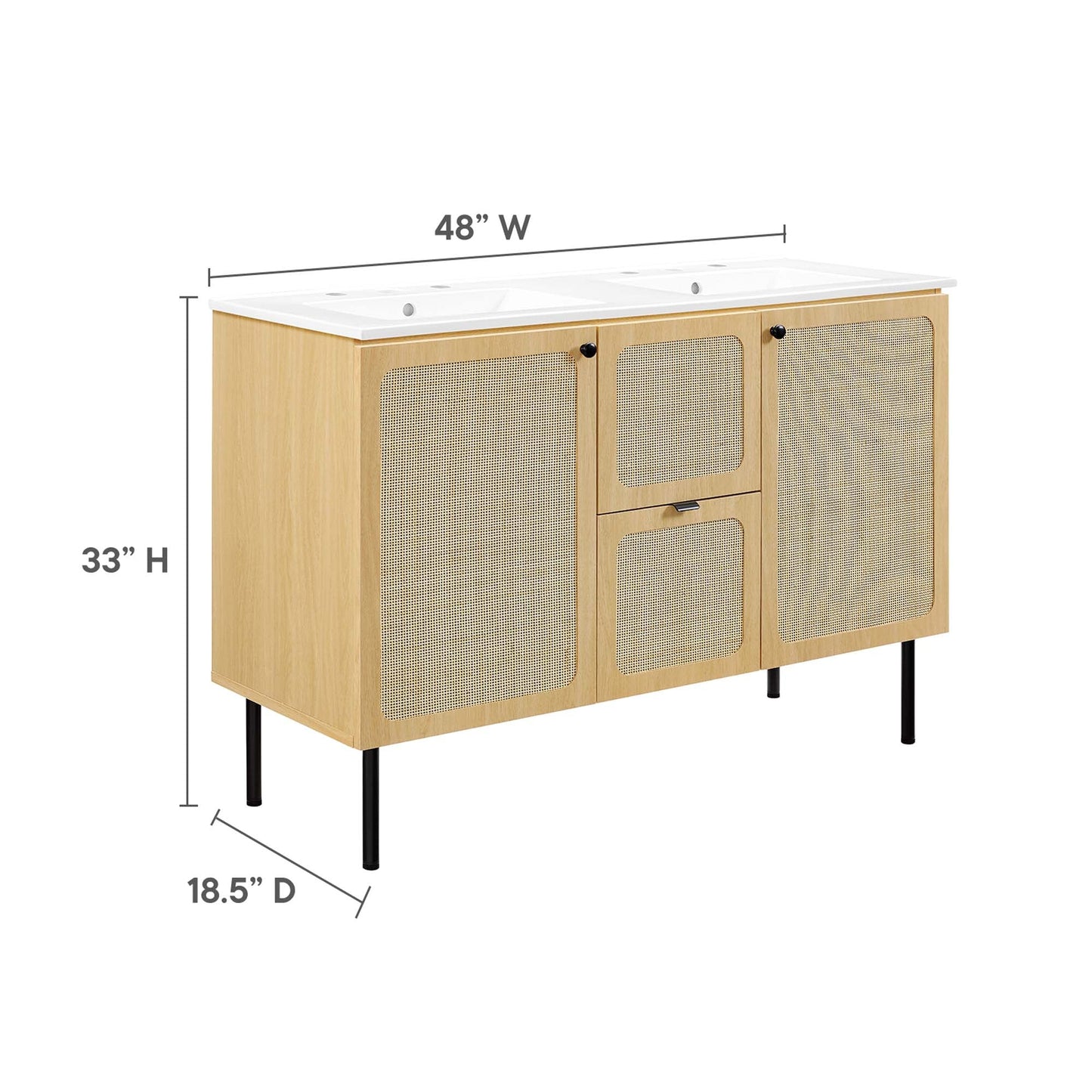 Modway furniture Chaucer 48" Bathroom Vanity with White Basin Included - EEI-6699-BLK-WHI