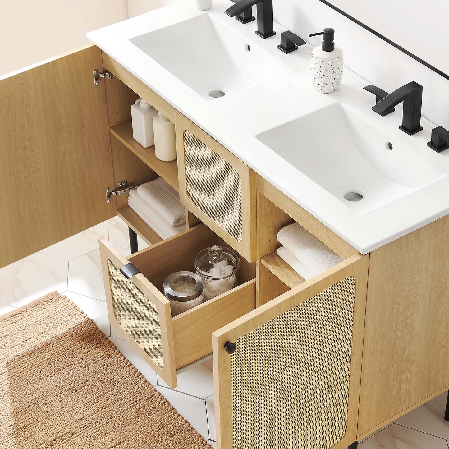 Modway furniture Chaucer 48" Bathroom Vanity with White Basin Included - EEI-6699-BLK-WHI