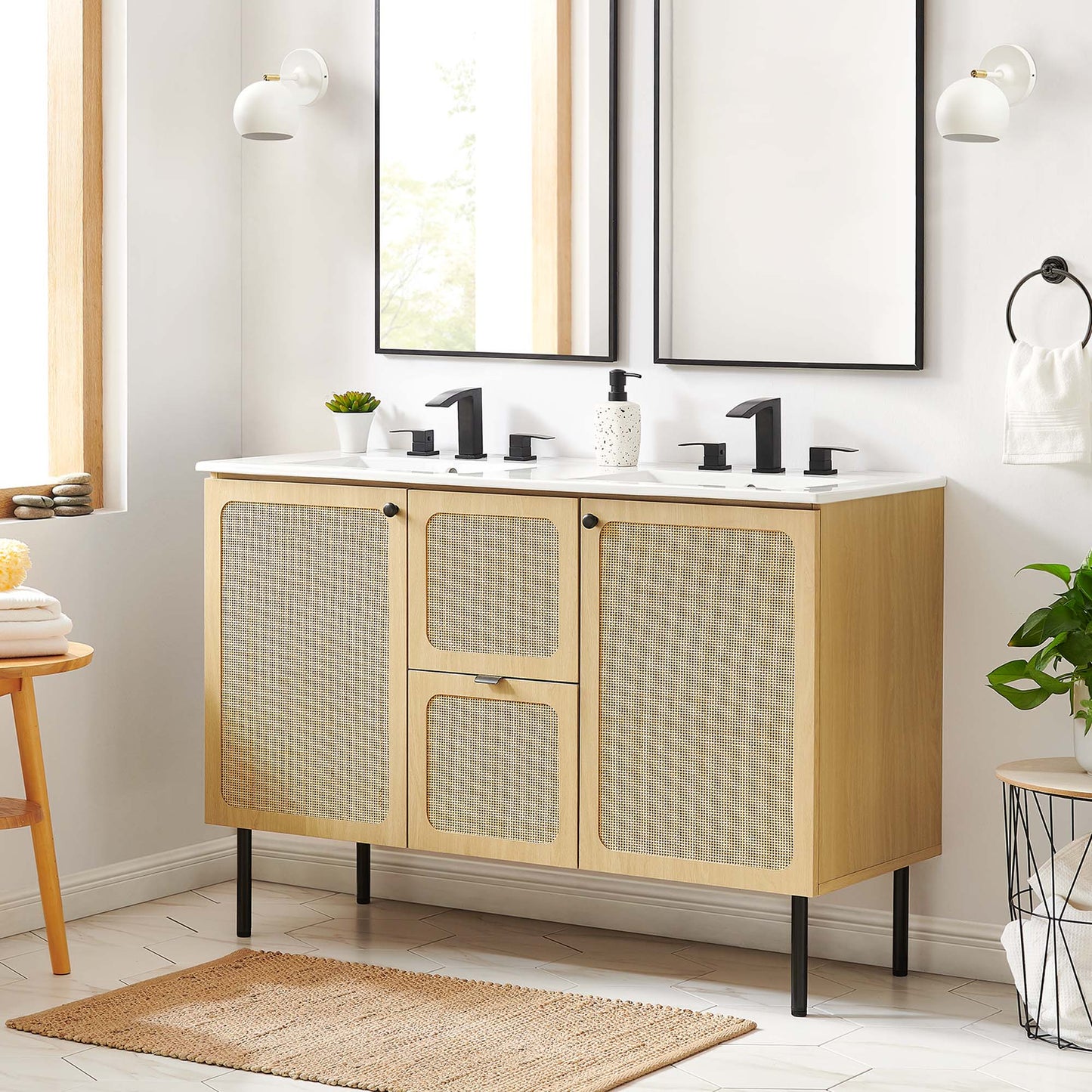 Modway furniture Chaucer 48" Bathroom Vanity with White Basin Included - EEI-6699-BLK-WHI