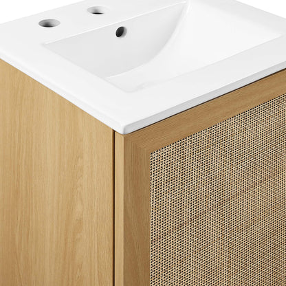 Modway furniture Soma Bathroom Vanity with White Basin Included - EEI-6711-OAK-WHI