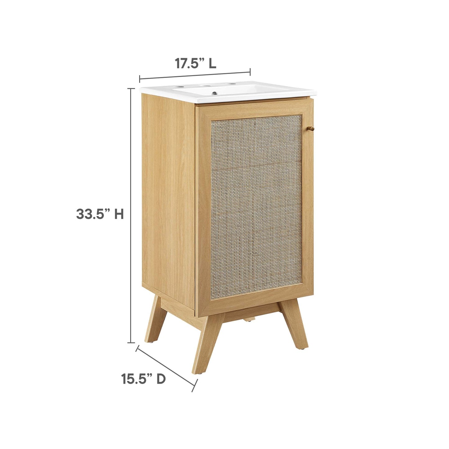 Modway furniture Soma Bathroom Vanity with White Basin Included - EEI-6711-OAK-WHI
