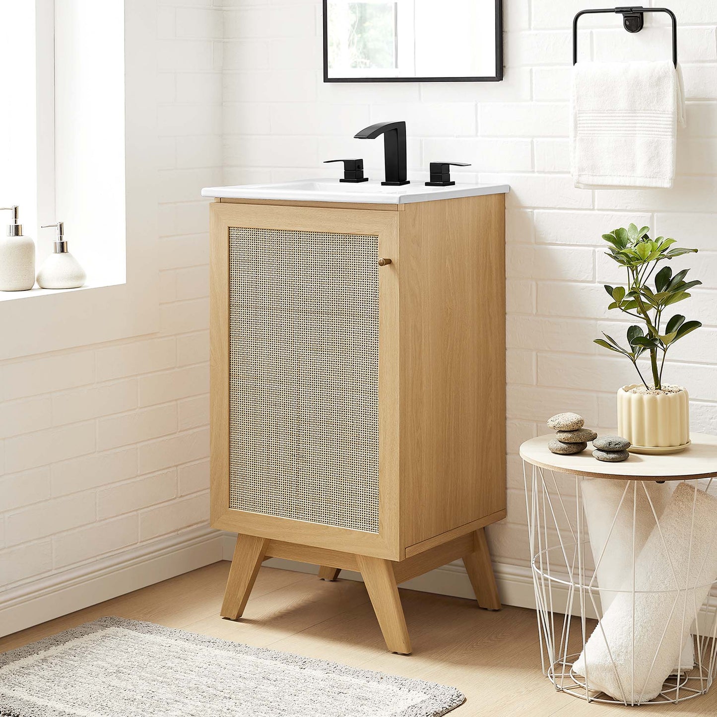 Modway furniture Soma Bathroom Vanity with White Basin Included - EEI-6711-OAK-WHI