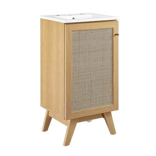 Modway furniture Soma Bathroom Vanity with White Basin Included - EEI-6711-OAK-WHI
