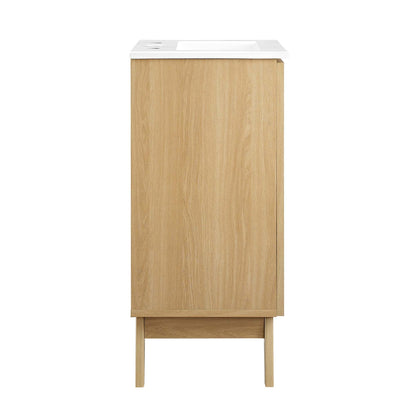 Modway furniture Soma Bathroom Vanity with White Basin Included - EEI-6711-OAK-WHI