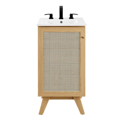 Modway furniture Soma Bathroom Vanity with White Basin Included - EEI-6711-OAK-WHI