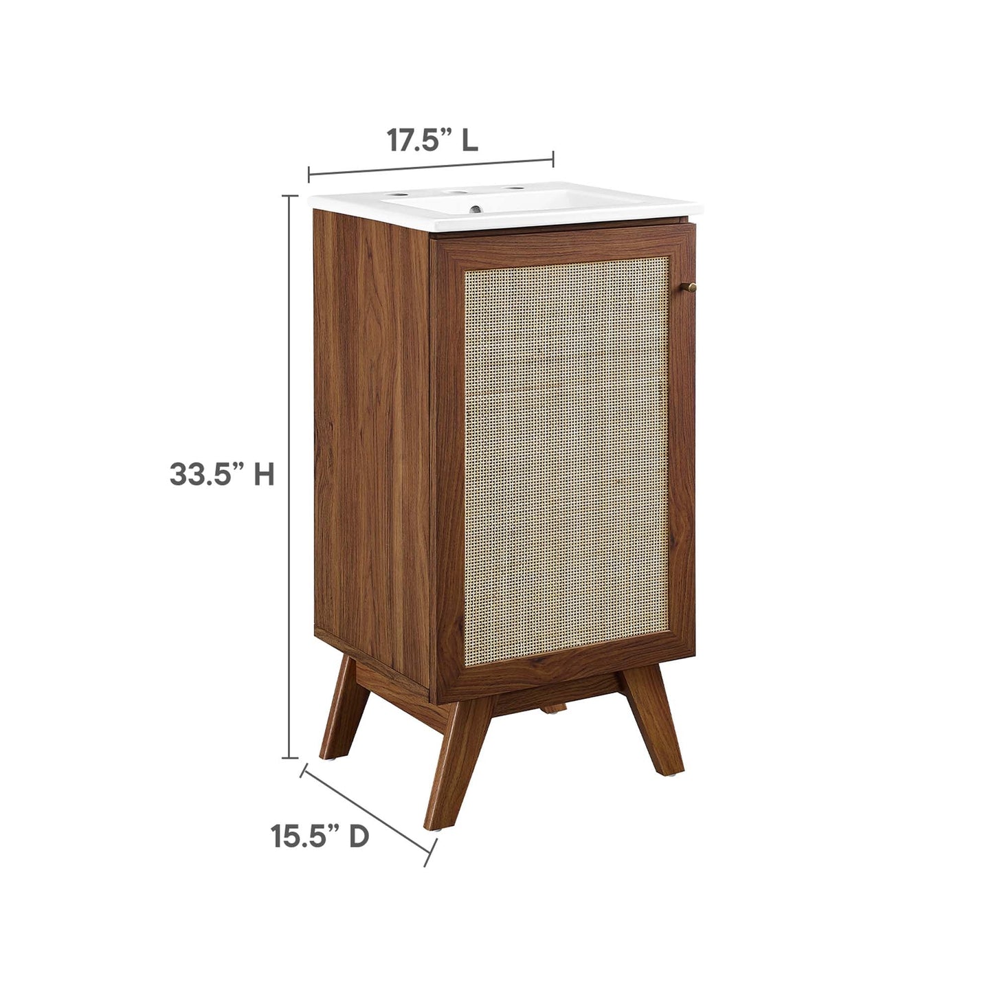 Modway furniture Soma Bathroom Vanity with White Basin Included - EEI-6711-OAK-WHI
