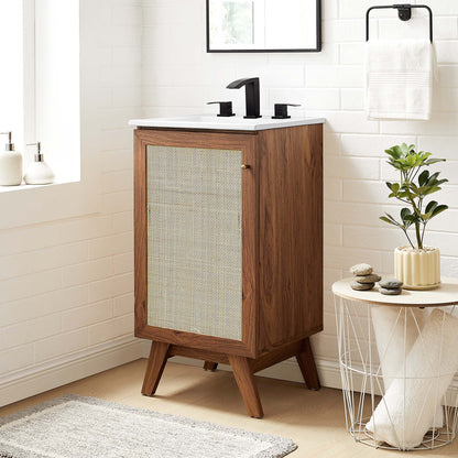 Modway furniture Soma Bathroom Vanity with White Basin Included - EEI-6711-OAK-WHI