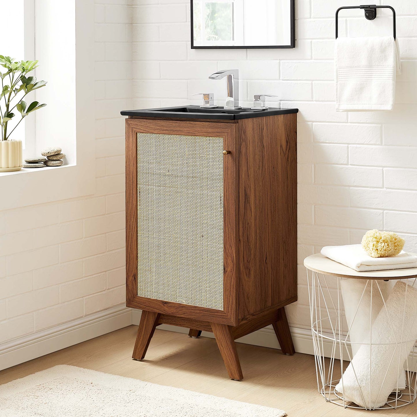 Modway furniture Soma Bathroom Vanity with Black Basin Included - EEI-6712-OAK-BLK