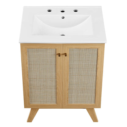 Modway furniture Soma Bathroom Vanity with White Basin Included - EEI-6711-OAK-WHI