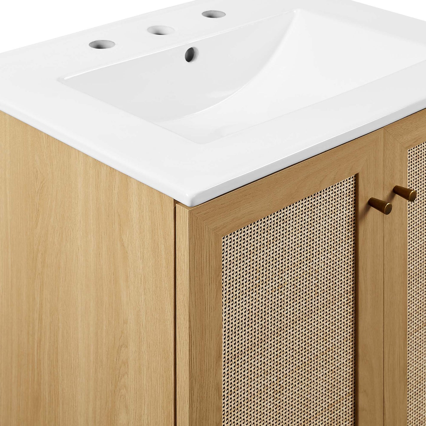 Modway furniture Soma Bathroom Vanity with White Basin Included - EEI-6711-OAK-WHI