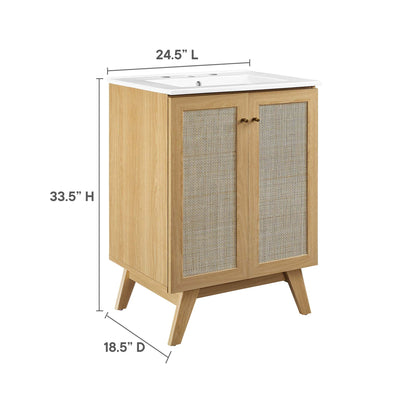 Modway furniture Soma Bathroom Vanity with White Basin Included - EEI-6711-OAK-WHI