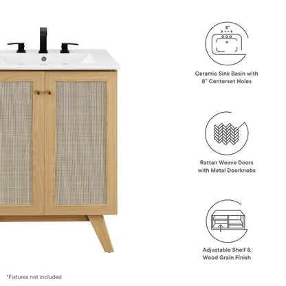Modway furniture Soma Bathroom Vanity with White Basin Included - EEI-6711-OAK-WHI