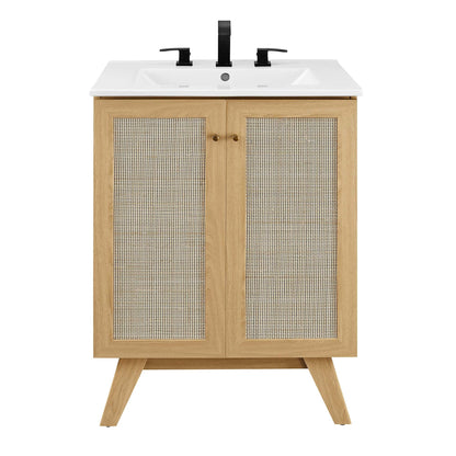 Modway furniture Soma Bathroom Vanity with White Basin Included - EEI-6711-OAK-WHI