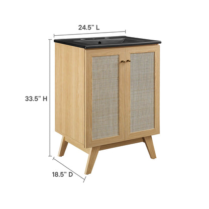 Modway furniture Soma Bathroom Vanity with Black Basin Included - EEI-6712-OAK-BLK