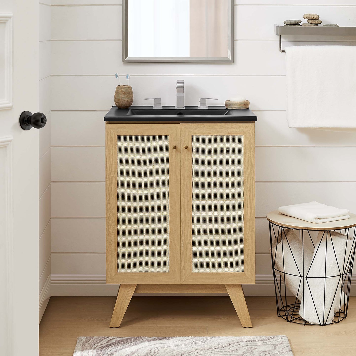 Modway furniture Soma Bathroom Vanity with Black Basin Included - EEI-6712-OAK-BLK