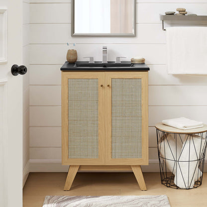 Modway furniture Soma Bathroom Vanity with Black Basin Included - EEI-6712-OAK-BLK
