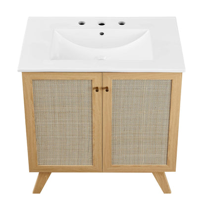 Modway furniture Soma Bathroom Vanity with White Basin Included - EEI-6711-OAK-WHI