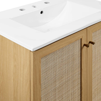 Modway furniture Soma Bathroom Vanity with White Basin Included - EEI-6711-OAK-WHI