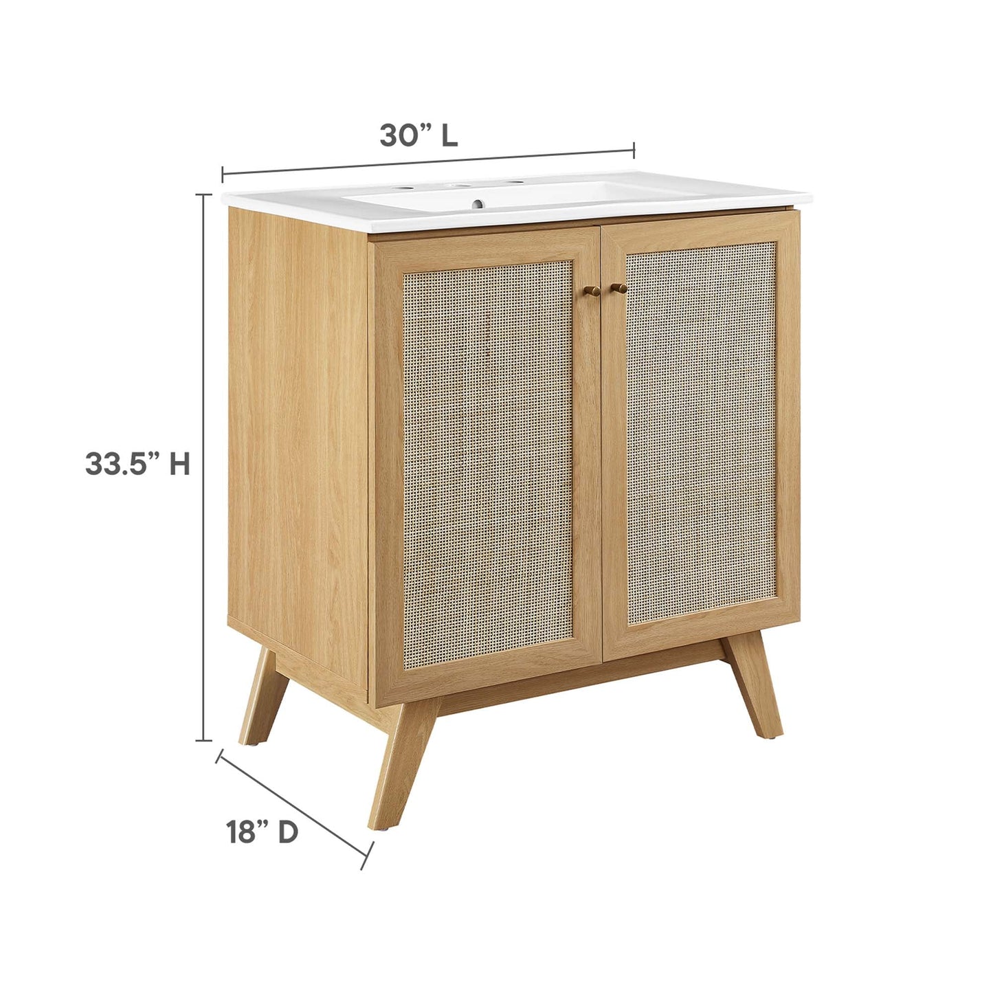 Modway furniture Soma Bathroom Vanity with White Basin Included - EEI-6711-OAK-WHI