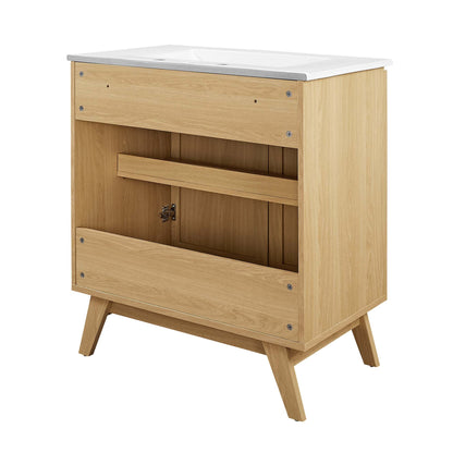 Modway furniture Soma Bathroom Vanity with White Basin Included - EEI-6711-OAK-WHI