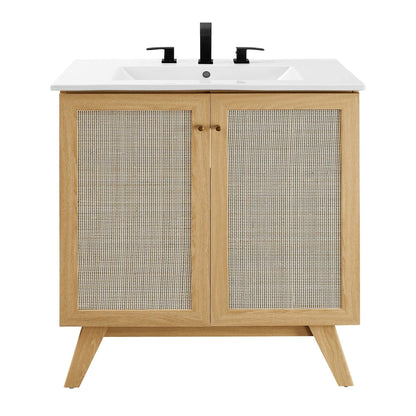 Modway furniture Soma Bathroom Vanity with White Basin Included - EEI-6711-OAK-WHI