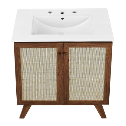 Modway furniture Soma Bathroom Vanity with White Basin Included - EEI-6711-OAK-WHI