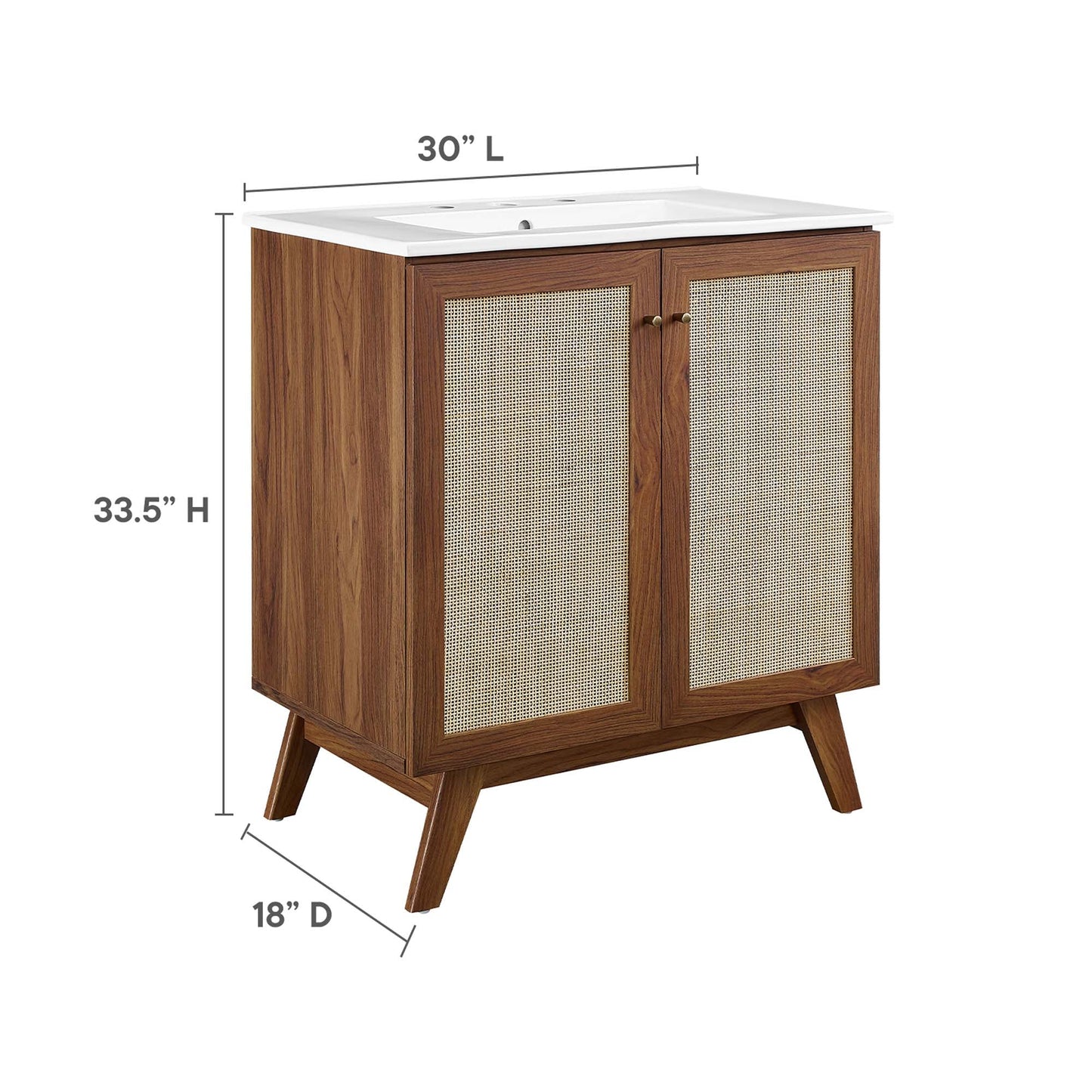 Modway furniture Soma Bathroom Vanity with White Basin Included - EEI-6711-OAK-WHI
