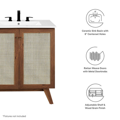 Modway furniture Soma Bathroom Vanity with White Basin Included - EEI-6711-OAK-WHI