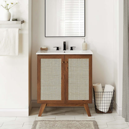 Modway furniture Soma Bathroom Vanity with White Basin Included - EEI-6711-OAK-WHI