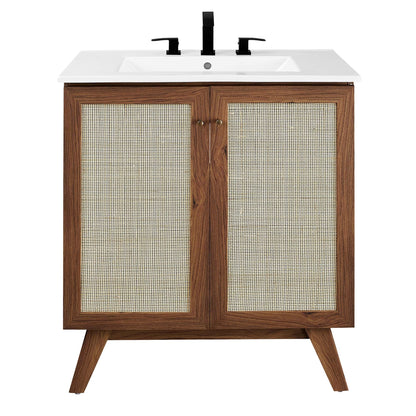 Modway furniture Soma Bathroom Vanity with White Basin Included - EEI-6711-OAK-WHI