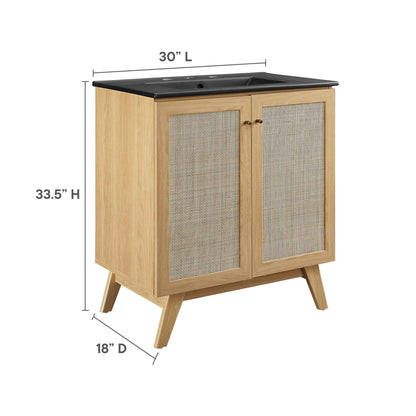 Modway furniture Soma Bathroom Vanity with Black Basin Included - EEI-6712-OAK-BLK