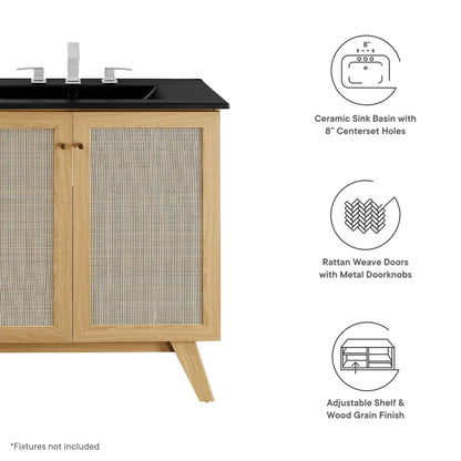 Modway furniture Soma Bathroom Vanity with Black Basin Included - EEI-6712-OAK-BLK