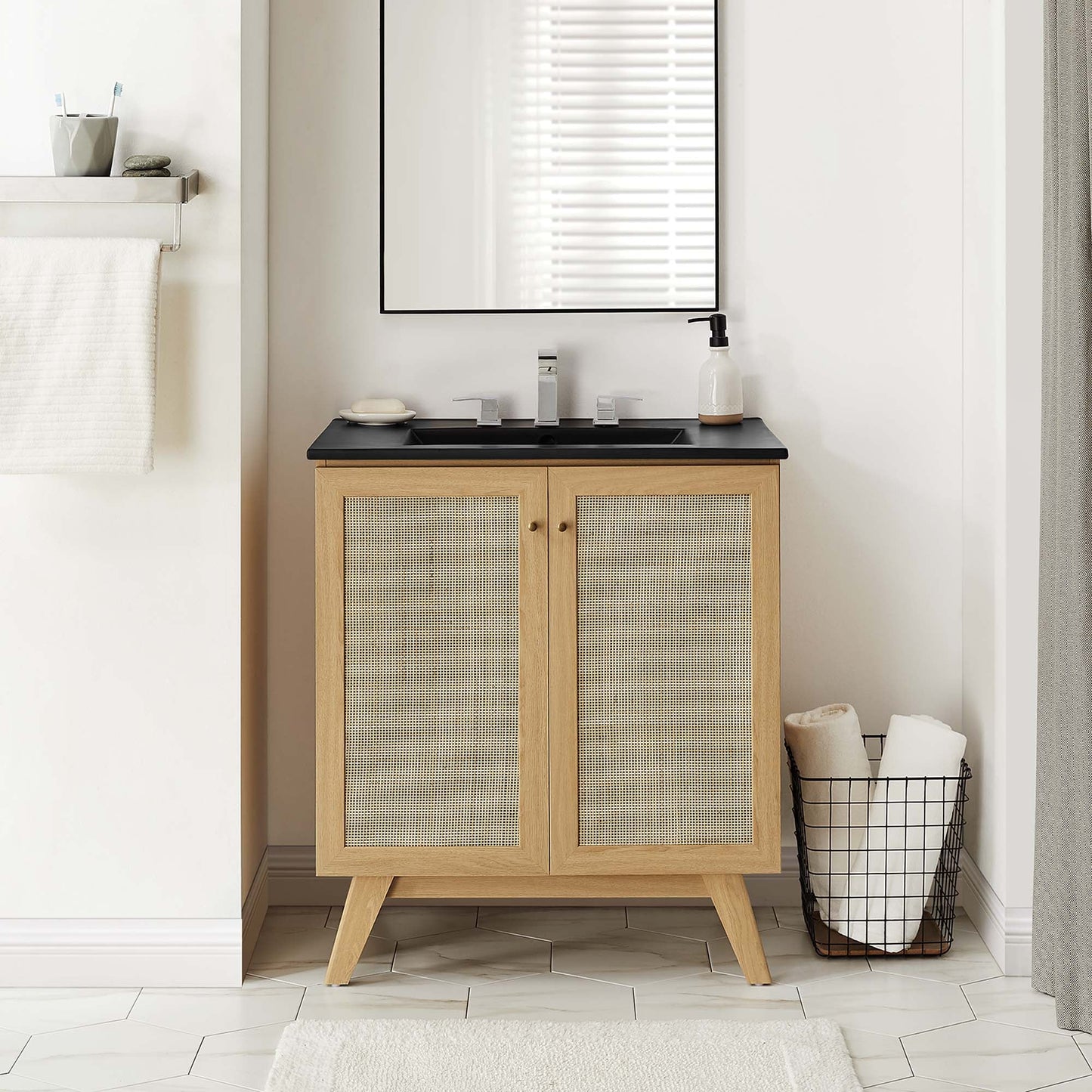Modway furniture Soma Bathroom Vanity with Black Basin Included - EEI-6712-OAK-BLK
